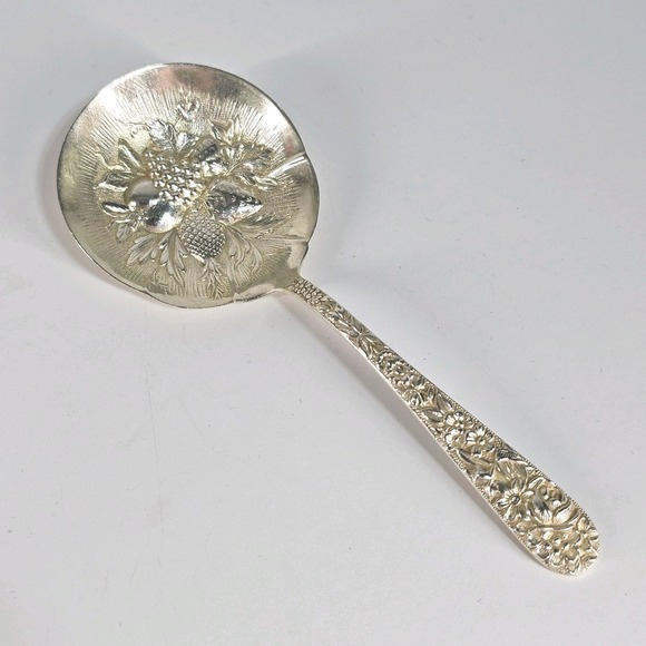Kirk Stieff Other - Vtg S. Kirk & Son 5" REPOUSSE Sterling Silver 925 Bon Bon Fruit Server Spoon 28g